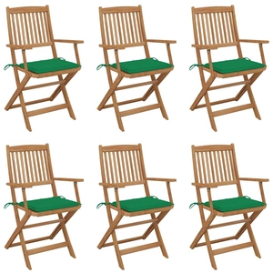 vidaXL Chaises pliables de jardin 6 pcs avec coussins Bois d'acacia pas cher
