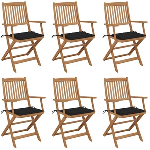 vidaXL Chaises pliables de jardin 6 pcs avec coussins Bois d'acacia pas cher