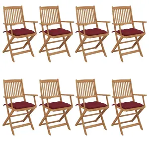 vidaXL Chaises pliables de jardin 8 pcs avec coussins Bois d'acacia pas cher