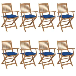 vidaXL Chaises pliables de jardin 8 pcs avec coussins Bois d'acacia