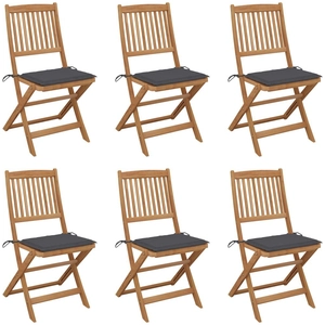 vidaXL Chaises pliables de jardin 6 pcs avec coussins Bois d'acacia pas cher