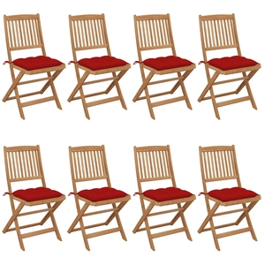 vidaXL Chaises pliables de jardin 8 pcs avec coussins Bois d'acacia pas cher