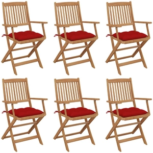 vidaXL Chaises pliables de jardin 6 pcs avec coussins Bois d'acacia pas cher