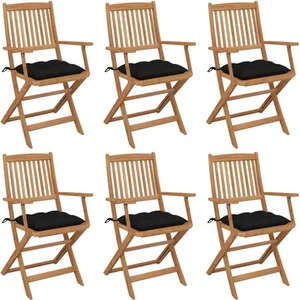 vidaXL Chaises pliables de jardin 6 pcs avec coussins Bois d'acacia pas cher