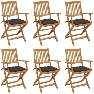 vidaXL Chaises pliables de jardin 6 pcs avec coussins Bois d'acacia pas cher