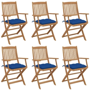 vidaXL Chaises pliables de jardin 6 pcs avec coussins Bois d'acacia pas cher
