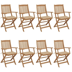 vidaXL Chaises pliables de jardin 8 pcs avec coussins Bois d'acacia pas cher