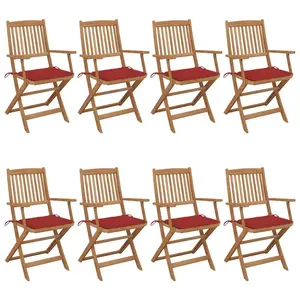 vidaXL Chaises pliables de jardin 8 pcs avec coussins Bois d'acacia pas cher
