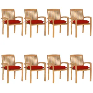 Comparateur de prix : vidaXL Chaises de jardin empilables avec coussins 8 pcs Teck solide