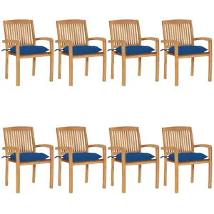 Comparateur de prix : vidaXL Chaises de jardin empilables avec coussins 8 pcs Teck solide