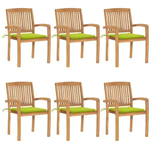 vidaXL Chaises de jardin empilables avec coussins 6 pcs Teck solide pas cher