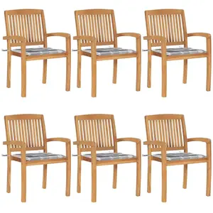 vidaXL Chaises de jardin empilables avec coussins lot de 6 Teck solide pas cher
