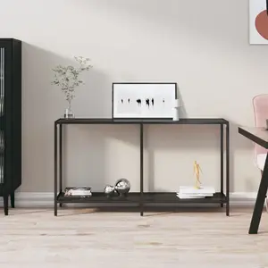 Comparateur de prix : vidaXL Table console Noir 140x35x75,5 cm Verre trempé