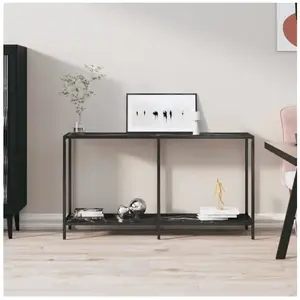 Comparateur de prix : vidaXL Table console Noir 140x35x75,5 cm Verre trempé