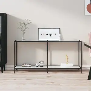 vidaXL Table console Blanc 160x35x75,5 cm Verre trempé pas cher