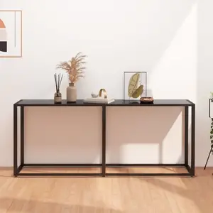 vidaXL Table console Noir 180x35x75,5 cm Verre trempé pas cher