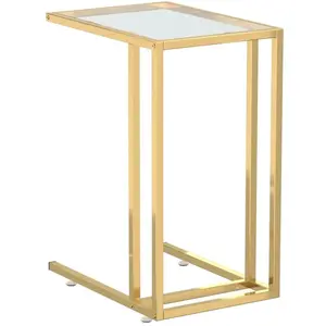 vidaXL Table d'appoint ordinateur Transparent 50x35x65 cm Verre trempé pas cher