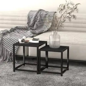 vidaXL Tables à thé 2 pcs MDF Noir pas cher