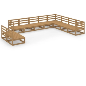 vidaXL Salon de jardin 10 pcs marron miel bois de pin massif pas cher