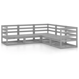 vidaXL Salon de jardin 5 pcs gris bois de pin massif pas cher