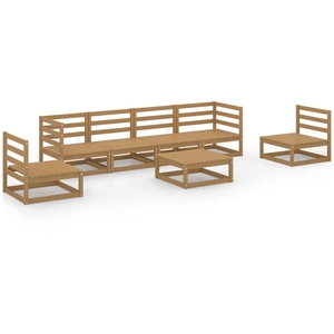 vidaXL Salon de jardin 7 pcs marron miel bois de pin massif pas cher
