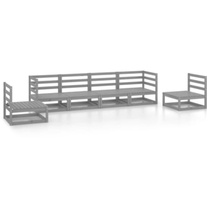 vidaXL Salon de jardin 6 pcs gris bois de pin massif pas cher