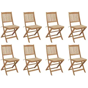 vidaXL Chaises pliables d'extérieur avec coussins 8 pcs Bois d'acacia pas cher
