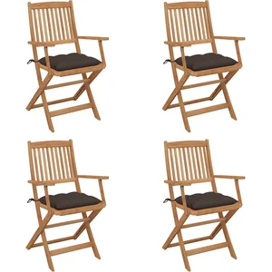 vidaXL Chaises pliables d'extérieur avec coussins 8 pcs Bois d'acacia pas cher