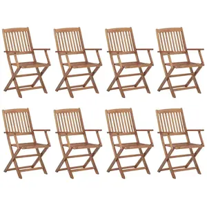 Chaises pliables d'extérieur 8 pcs Bois d'acacia solide Vidaxl Brown pas cher