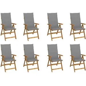 vidaXL Chaises pliables de jardin avec coussins lot de 8 Bois d'acacia pas cher