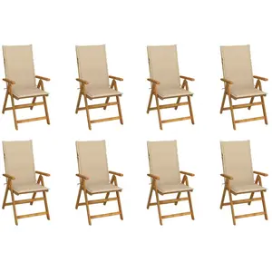 vidaXL Chaises pliables de jardin avec coussins 8 pcs Bois d'acacia pas cher