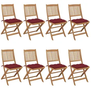 vidaXL Chaises pliables de jardin 8 pcs avec coussins Bois d'acacia pas cher