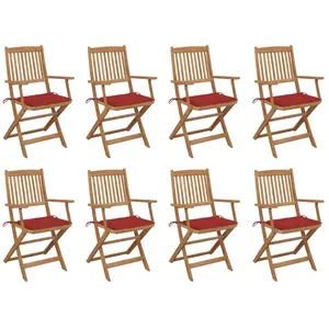 vidaXL Chaises pliables d'extérieur et coussins lot de 8 Bois d'acacia pas cher