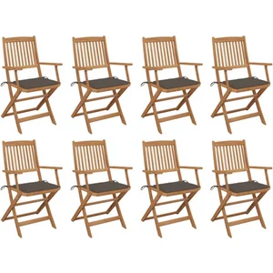 vidaXL Chaises pliables d'extérieur avec coussins 8 pcs Bois d'acacia pas cher