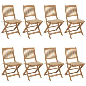 vidaXL Chaises pliables de jardin 8 pcs avec coussins Bois d'acacia pas cher