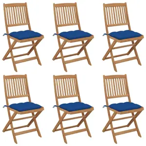 vidaXL Chaises pliables de jardin 6 pcs avec coussins Bois d'acacia pas cher