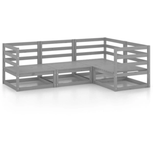 vidaXL Salon de jardin 4 pcs gris bois de pin massif pas cher