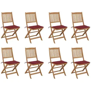 vidaXL Chaises pliables d'extérieur avec coussins 8 pcs Bois d'acacia pas cher