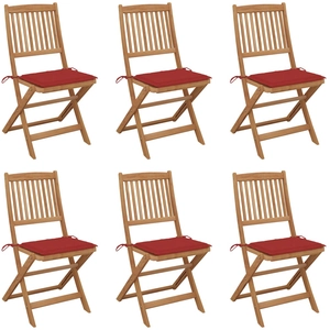 vidaXL Chaises pliables d'extérieur et coussins lot de 8 Bois d'acacia pas cher