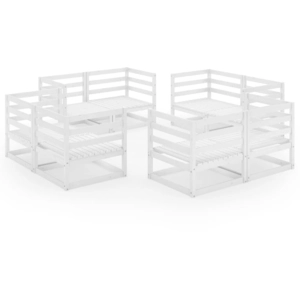 vidaXL Salon de jardin 8 pcs Blanc Bois de pin massif pas cher