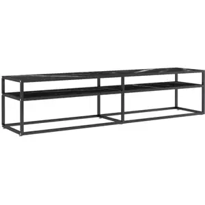 vidaXL Meuble TV marbre noir 180x40x40,5 cm verre trempé pas cher