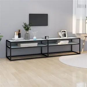 vidaXL Meuble TV Marbre blanc 180x40x40,5 cm Verre trempé pas cher