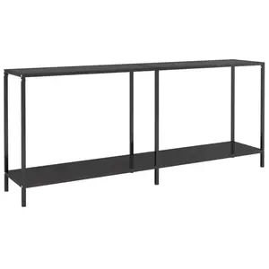 vidaXL Table console Noir 180x35x75,5 cm Verre trempé pas cher
