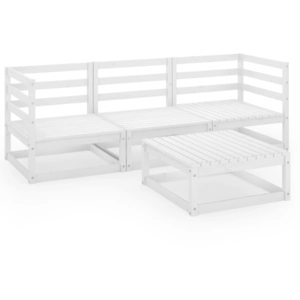 vidaXL Salon de jardin 4 pcs Blanc Bois de pin massif pas cher