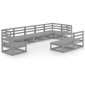 vidaXL Salon de jardin 9 pcs gris bois de pin massif pas cher