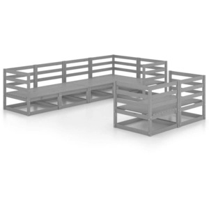 vidaXL Salon de jardin 7 pcs gris bois de pin massif pas cher