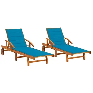 vidaXL Chaises longues 2 pcs avec coussins Bois d'acacia solide pas cher