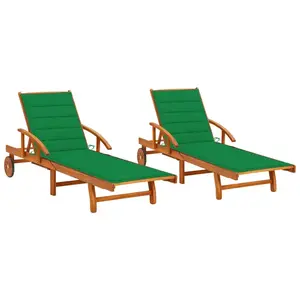 Comparateur de prix : vidaXL Chaises longues 2 pcs avec coussins Bois d'acacia solide