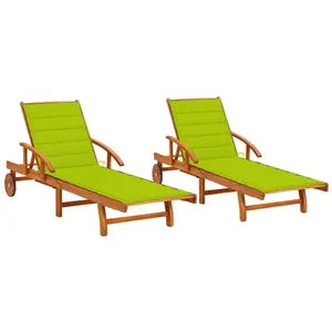 Comparateur de prix : vidaXL Chaises longues 2 pcs avec coussins Bois d'acacia solide