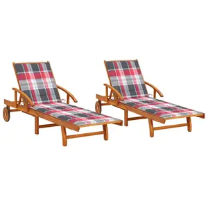 Comparateur de prix : vidaXL Chaises longues 2 pcs avec coussins Bois d'acacia solide